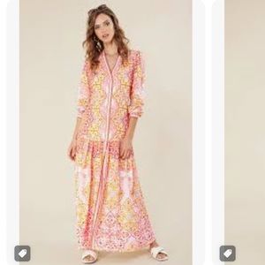 NWOT HALE BOB Lucy Maxi Dress Pink Size Small Vacation Resortwear Travel Preppy